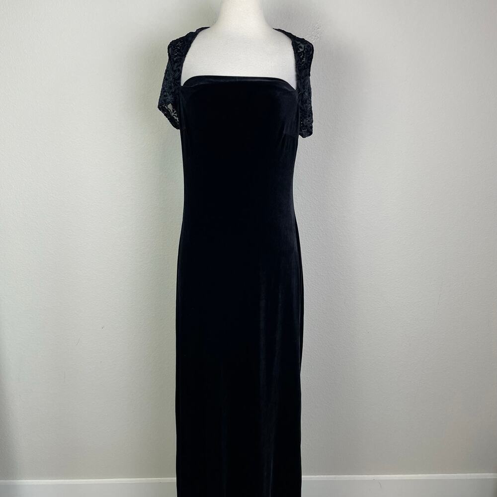 Vintage Black Velvet Y2K 90s My Michelle   Whimsigoth Maxi Dress Medium - Picture 2 of 9